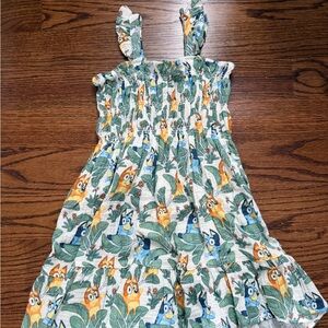 Lucy White Sundress with Bluey Green Leaf Print